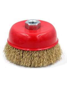 Tradineur - Cepillo de alambre para amoladora angular - Cepillo de acero apto para madera y metal - Lijado y pulido, eliminación