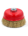 Tradineur - Cepillo de alambre para amoladora angular - Cepillo de acero apto para madera y metal - Lijado y pulido, eliminación