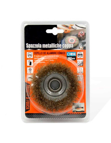 Tradineur - Cepillo de alambre para amoladora angular - Cepillo de acero apto para madera y metal - Lijado y pulido, eliminación