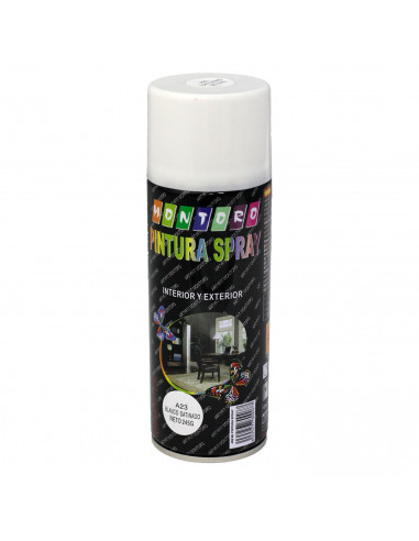 Montoro - Bote de pintura en spray blanco satinado A23 400 ml, válido para multitud de superficies de interior y exterior.Pintur