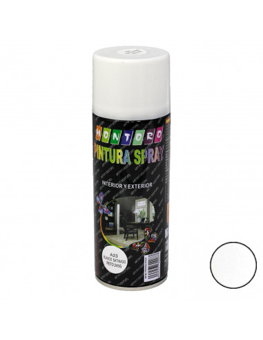 Montoro - Bote de pintura en spray blanco satinado A23 400 ml, válido para multitud de superficies de interior y exterior.Pintur