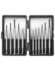 Tradineur - Juego de destornilladores de precisión - 11 piezas - Fabricado en Acero - ideal para desmontar aparatos electrónicos