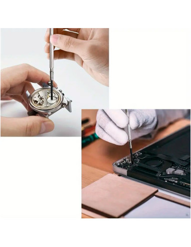 Tradineur - Juego de destornilladores de precisión - 11 piezas - Fabricado en Acero - ideal para desmontar aparatos electrónicos