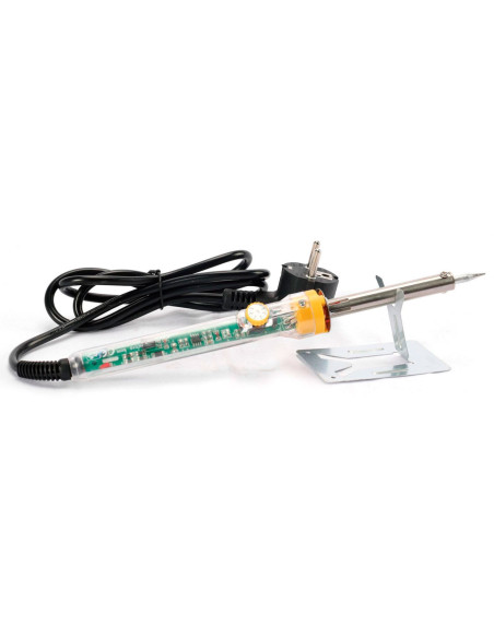 Tradineur - Soldador de estaño, 60W, precisión profesional, temperatura ajustable 200-450 ºC, base de apoyo, soldadura, pequeñas