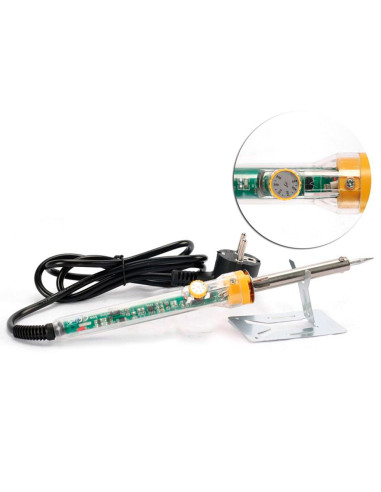 Tradineur - Soldador de estaño, 60W, precisión profesional, temperatura ajustable 200-450 ºC, base de apoyo, soldadura, pequeñas