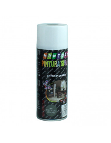 Montoro - Bote de pintura en spray gris oscuro A10 400 ml, válido para multitud de superficies de interior y exterior. Pintura e