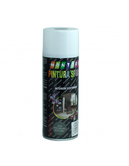 Montoro - Bote de pintura en spray gris oscuro A10 400 ml, válido para multitud de superficies de interior y exterior. Pintura e