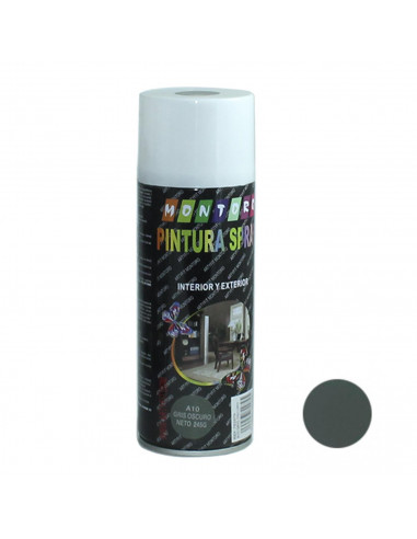 Montoro - Bote de pintura en spray gris oscuro A10 400 ml, válido para multitud de superficies de interior y exterior. Pintura e