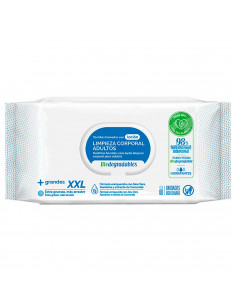Tradineur - Toallitas húmedas con loción XXL, limpieza corporal adultos, desechables, biodegradables, suaves, hidratantes, enriq