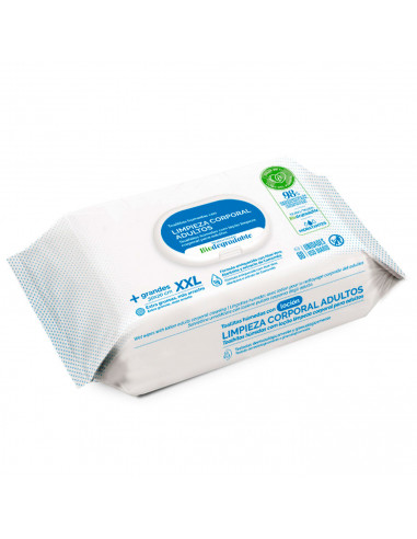 Tradineur - Toallitas húmedas con loción XXL, limpieza corporal adultos, desechables, biodegradables, suaves, hidratantes, enriq