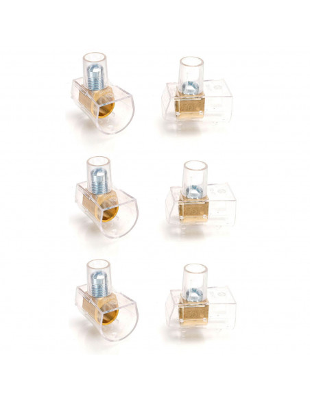 Tradineur - 3 paquetes de 2 terminales eléctricos, 16 mm2, polos de conexión transparentes tipo capuchón, conexiones eléctricas
