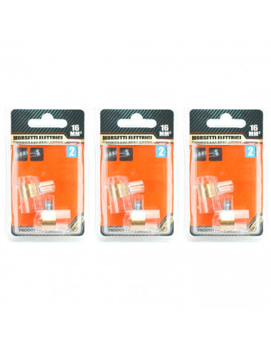 Tradineur - 3 paquetes de 2 terminales eléctricos, 16 mm2, polos de conexión transparentes tipo capuchón, conexiones eléctricas