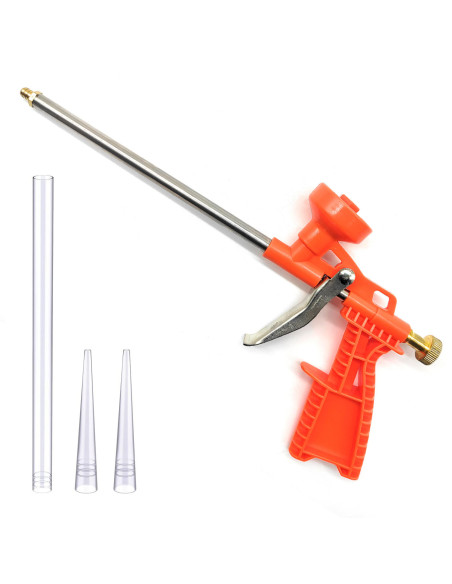 Tradineur - Pistola de espuma de poliuretano, incluye tubo y 2 cánulas, aplicadora, dosificadora de espuma expandible, pulveriza