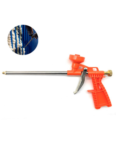 Tradineur - Pistola de espuma de poliuretano, incluye tubo y 2 cánulas, aplicadora, dosificadora de espuma expandible, pulveriza