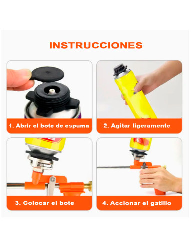 Tradineur - Pistola de espuma de poliuretano, incluye tubo y 2 cánulas, aplicadora, dosificadora de espuma expandible, pulveriza