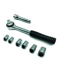 Tradineur - Juego de llaves Dinamométricas de 8 Piezas - Tamaños: 8, 9, 10, 11, 12 y 14 mm - Fabricado en Acero - Mango Ergonómi
