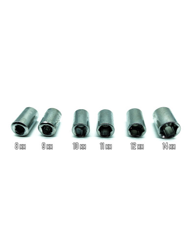 Tradineur - Juego de llaves Dinamométricas de 8 Piezas - Tamaños: 8, 9, 10, 11, 12 y 14 mm - Fabricado en Acero - Mango Ergonómi
