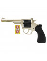 Tradineur- Pistola de juguete "Kansas" con 32 fulminantes, 17 x 9 cm, revólver recargable con disparos sonoros, 4 discos de 8 fu
