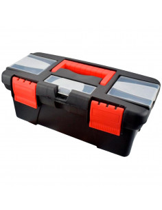 Tradineur - Caja organizadora de herramientas con separadores Nº 6 - Fabricado en plástico - 3 Compartimento superiores - Separa