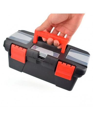 Tradineur - Caja organizadora de herramientas con separadores Nº 6 - Fabricado en plástico - 3 Compartimento superiores - Separa