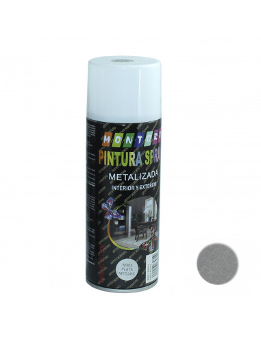Montoro - Bote de pintura en spray color plata M303 400 ml, válido para multitud de superficies de interior y exterior