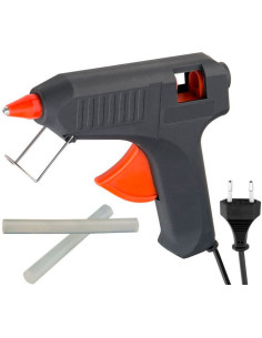 Tradineur - Pistola de silicona caliente 60W - pistola de pegamento, encolar - Incluye 2 barras de silicona y cable - Herramient