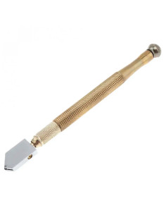 Tradineur - Cortador de Cristal - Hoja de hierro cromado y mango de metal - Longitud de 170 mm - Herramienta de bricolaje y cort