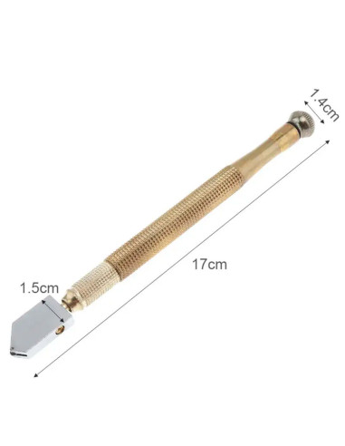 Tradineur - Cortador de Cristal - Hoja de hierro cromado y mango de metal - Longitud de 170 mm - Herramienta de bricolaje y cort