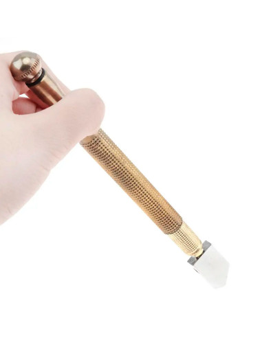 Tradineur - Cortador de Cristal - Hoja de hierro cromado y mango de metal - Longitud de 170 mm - Herramienta de bricolaje y cort