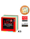 Tradineur - Pack de 3 tacos de notas adhesivas, 400 hojas, etiquetas de papel autoadhesivas para marcar apuntes, estudiantes, of