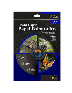 Tradineur - Papel fotográfico brillante, A4, para impresora de inyección de tinta, 180 g/m2, modelo universal, impresión colores