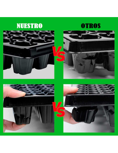 Tradineur - Pack de 3 semilleros de plástico, 30 plantas, bandejas de germinación con agujeros, crecimiento, propagación, cultiv