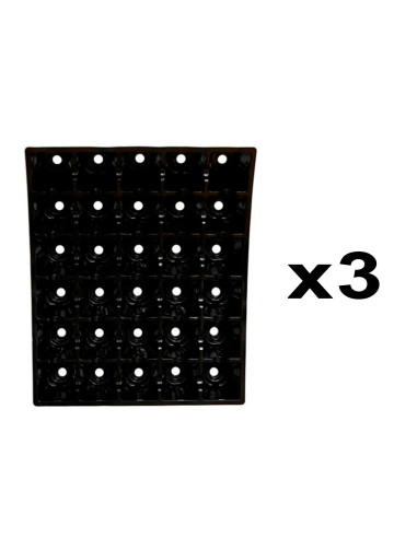 Tradineur - Pack de 3 semilleros de plástico, 30 plantas, bandejas de germinación con agujeros, crecimiento, propagación, cultiv