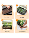 Tradineur - Pack de 5 bandejas de plástico para cultivos, bandejas de germinación, semillero, crecimiento, propagación, semillas