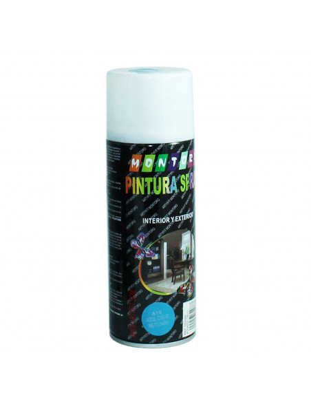 Montoro - Bote de pintura en spray azul cielo A19 400 ml, válido para multitud de superficies de interior y exterior. Pintura en