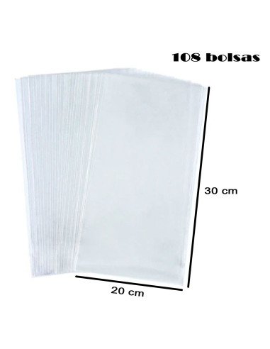 Tradineur - 6 paquetes de 18 bolsas transparentes de plástico para caramelos, envolver galletas, chuches, fiestas, cumpleaños, r