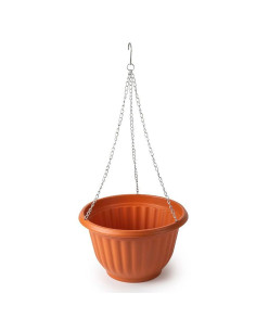 Tradineur - Maceta redonda colgante, plástico, tiesto, macetero, recipiente para plantas, flores, balcón, terraza, hogar, fabric