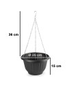 Tradineur - Maceta redonda colgante, plástico, macetero, tiesto, recipiente para plantas, flores, balcón, terraza, hogar, fabric