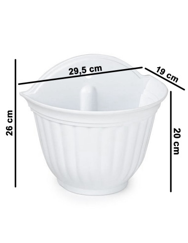 Tradineur - Maceta de plástico para pared, tiesto, macetero colgar, recipiente para plantas, flores, balcón, porche, hogar, fabr