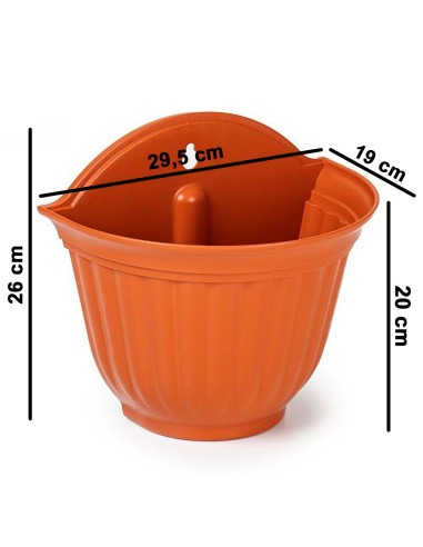 Tradineur - Maceta de plástico para pared, macetero, tiesto de colgar, recipiente para plantas, flores, balcón, porche, hogar, f