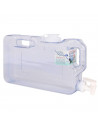 Tradineur - Dispensador de bebidas de plástico 4,2 litros con grifo y asa 20,5 x 7,5 x 39 cm, botella dispensadora agua para fri