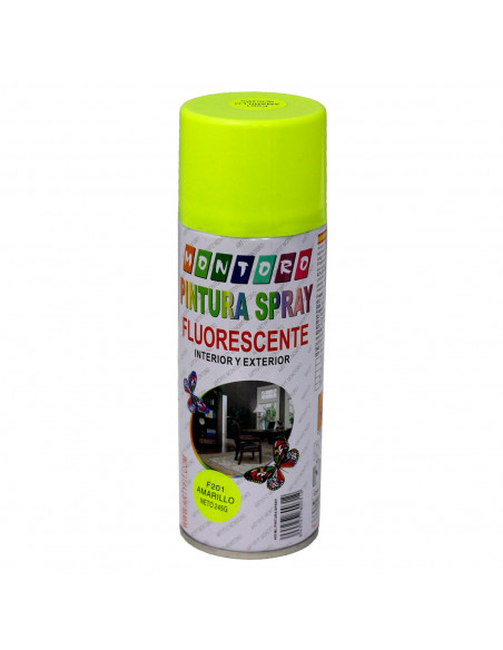Montoro - Bote de pintura en spray amarillo fluorescente F201 400 ml, válido para multitud de superficies de interior y exterior