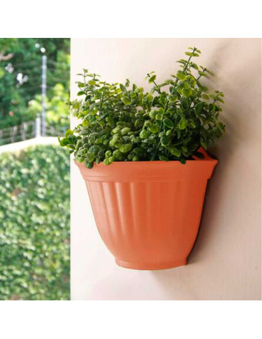Tradineur - Maceta de plástico para pared, macetero, tiesto colgar, recipiente para plantas, flores, balcón, porche, hogar, fabr