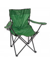 Tradineur - Silla de camping plegable con reposabrazos y portavasos, acero y poliéster, incluye bolsa de transporte, máximo 90 k