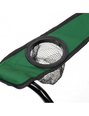Tradineur - Silla de camping plegable con reposabrazos y portavasos, acero y poliéster, incluye bolsa de transporte, máximo 90 k
