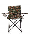 Tradineur - Silla de camping plegable, incluye reposabrazos y portavasos, acero y poliéster, incluye bolsa de transporte, máximo