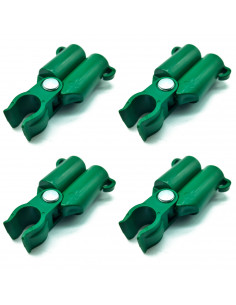 Tradineur - Pack de 12 Conectores para tutores de 16 mm - Fabricados en plástico - Accesorio para tutores de jardín - Color Verd