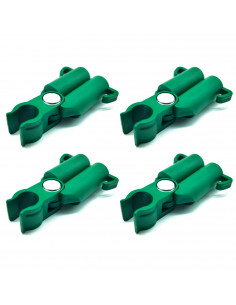 Tradineur - Pack de 12 Conectores para tutores de 11 mm - Fabricados en plástico - Accesorio para tutores de jardín - Color Verd