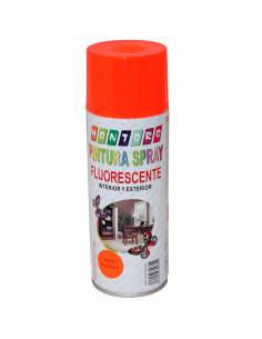 Montoro - Bote de pintura en spray F202 naranja fluoresecente 400 ml, válido para multitud de superficies de interior y exterior