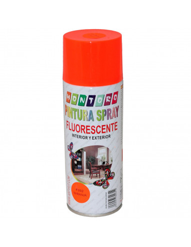 Montoro - Bote de pintura en spray F202 naranja fluoresecente 400 ml, válido para multitud de superficies de interior y exterior